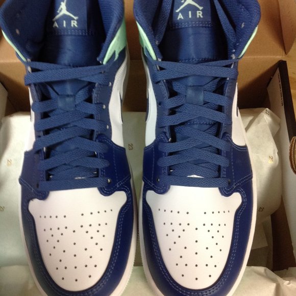 Air Jordan 1 Mid Men\'s Sneakers Mystic Navy/White/Mint Foam - USA Size: 10 main image 9